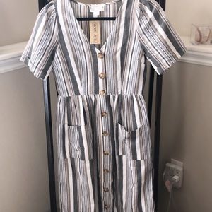 Hope Ave Love riche striped midi dress